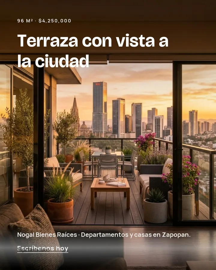 Post de Nogal Bienes Raíces: «Terraza con vista a la ciudad», con 96 m² · $4,250,000 y «Escríbenos hoy»