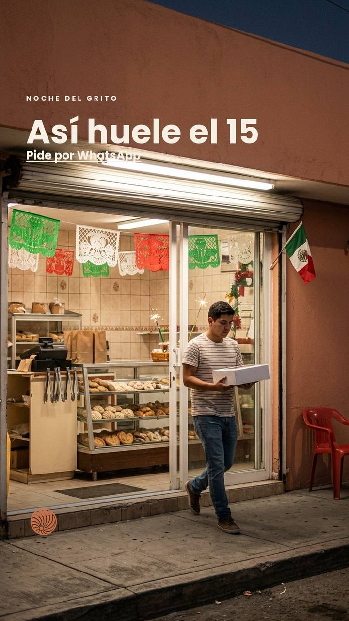 Reel: un joven sale de la panadería con su caja de pan dulce